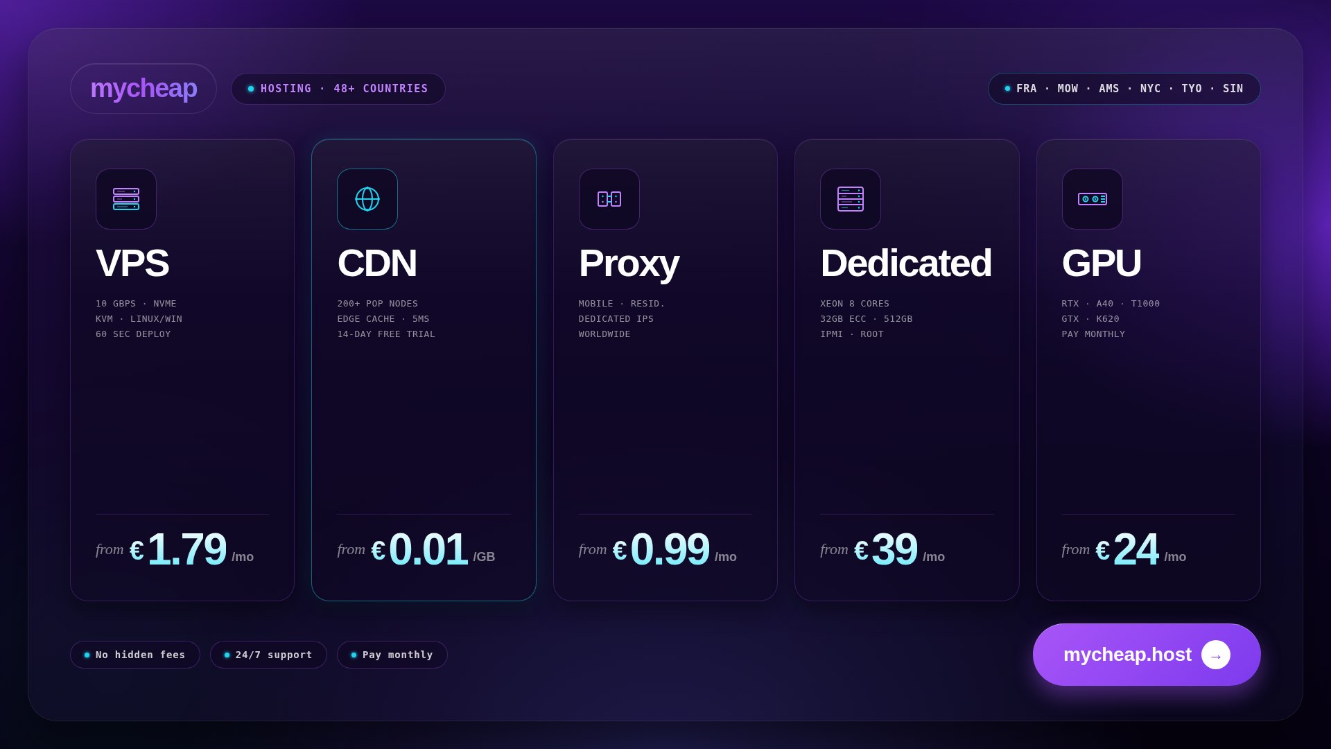 MyCheap.Host | VPS • Прокси • CDN
